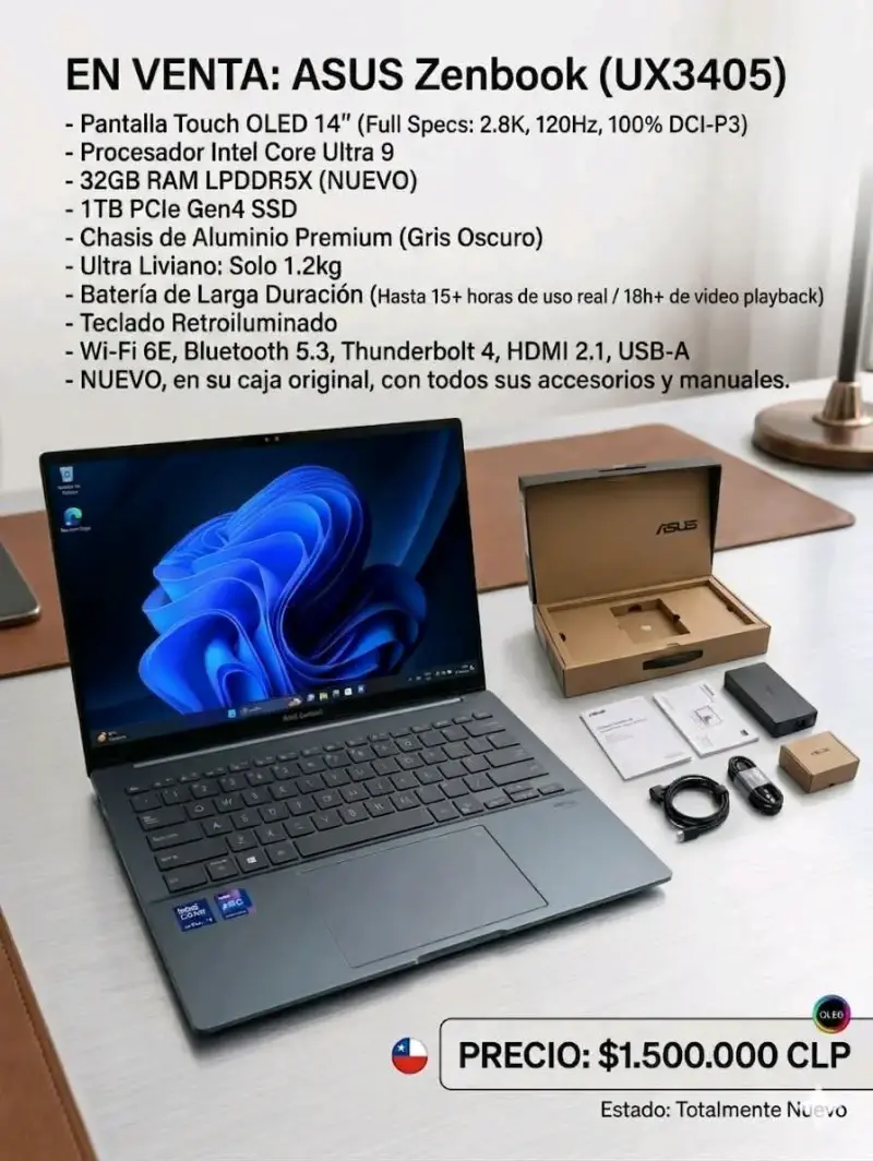 Asus Zenbook 14 - Pantalla touch OLED HD, - 2