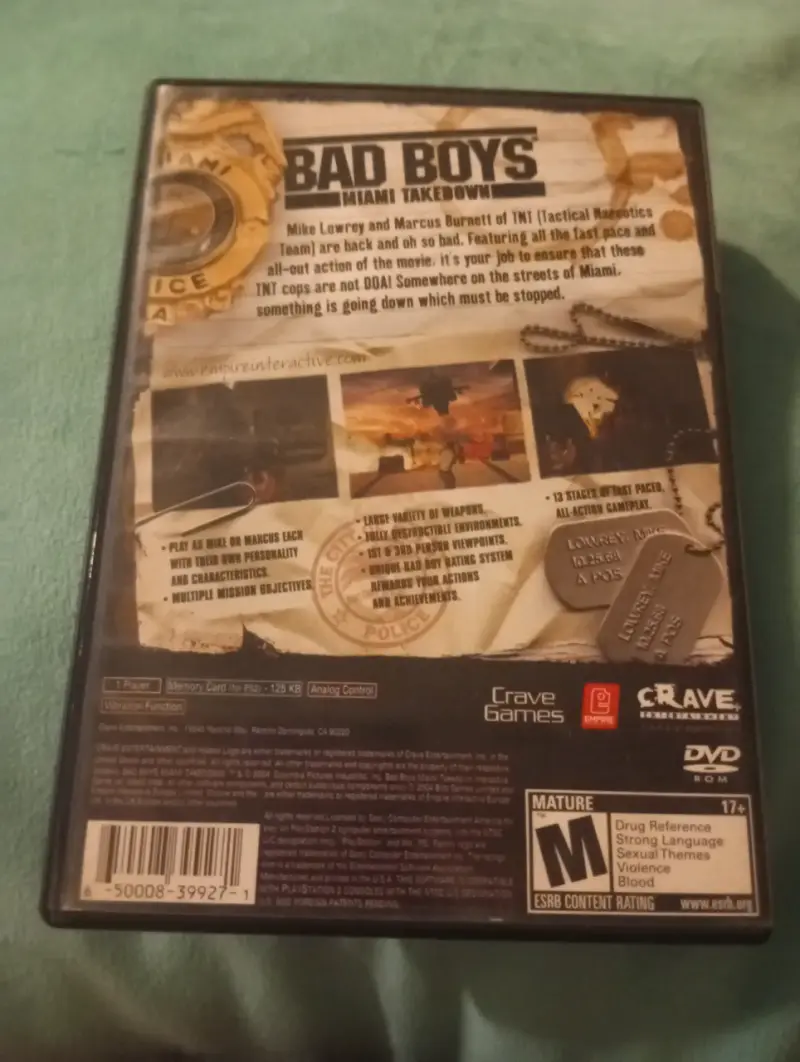 Juego PS2 Bad Boys (Solo Caja Original) + Mortal K - 2