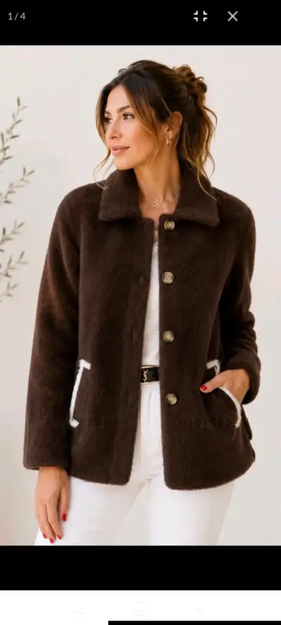 Abrigo beige con botones - miniatura 4