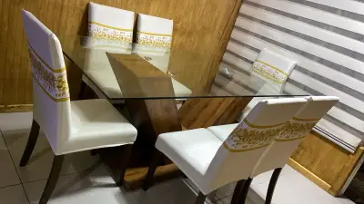 Mesa comedor vidrio y madera - miniatura 1