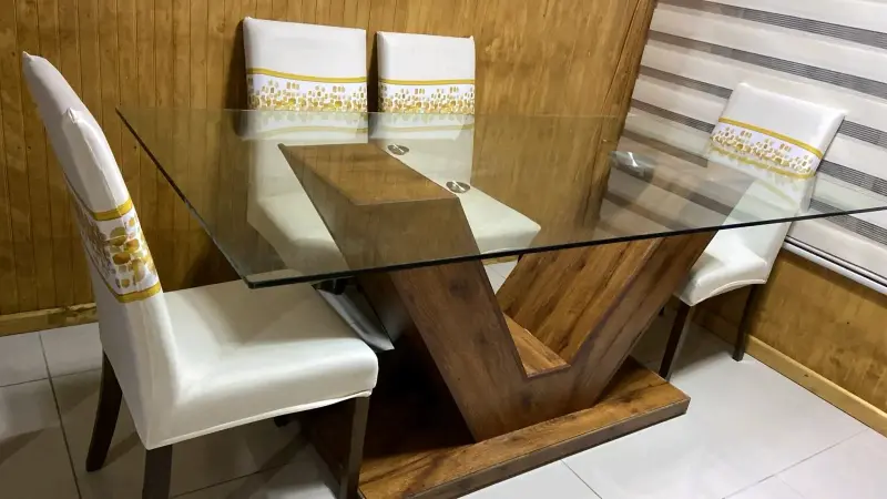 Mesa comedor vidrio y madera - 2
