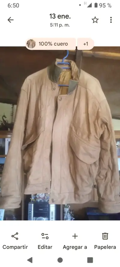 Chaqueta de cuero marrón - miniatura 2