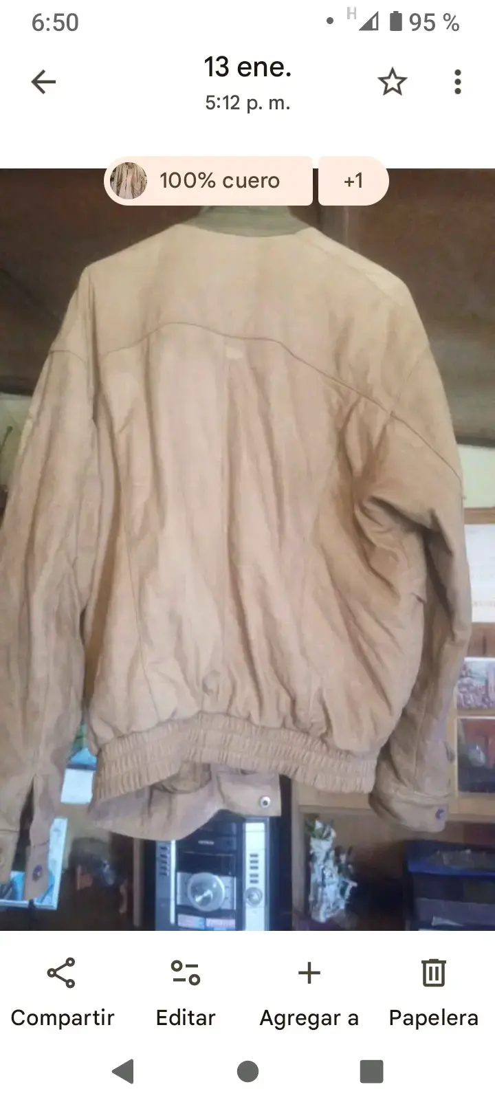 Chaqueta de cuero marrón - 3