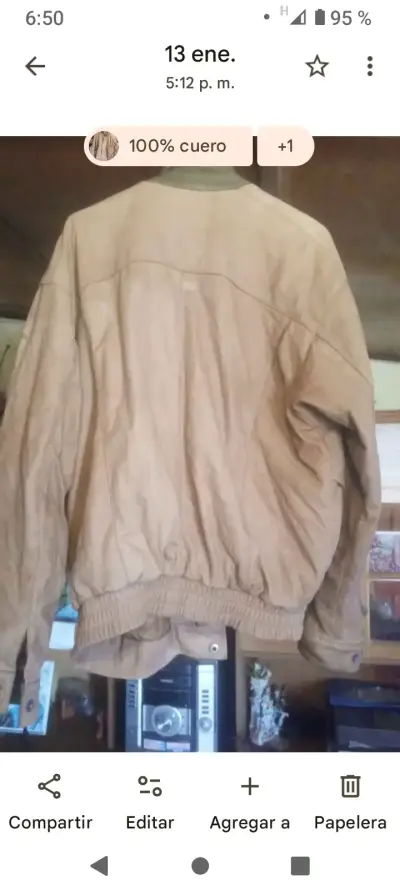 Chaqueta de cuero marrón - miniatura 3