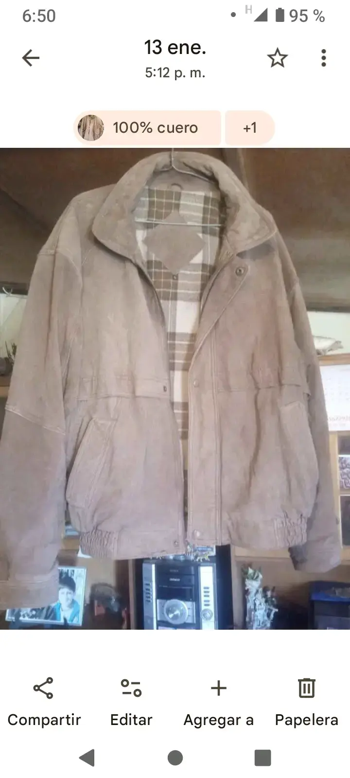 Chaqueta de cuero marrón - 4