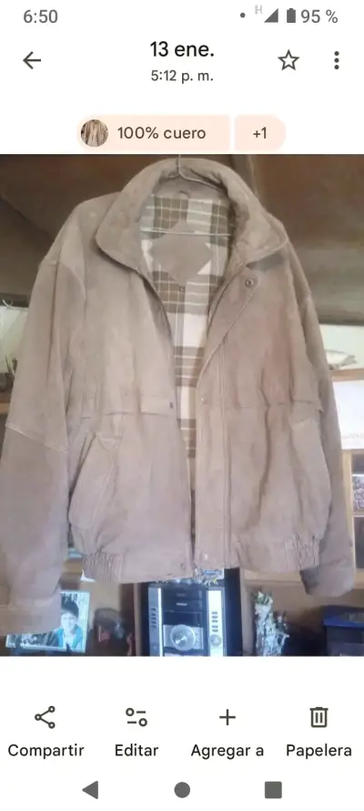 Chaqueta de cuero marrón - miniatura 4