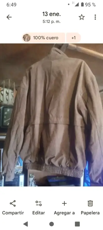 Chaqueta de cuero marrón - miniatura 5