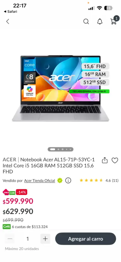 Laptop Acer Aspire Lite 15 - miniatura 6