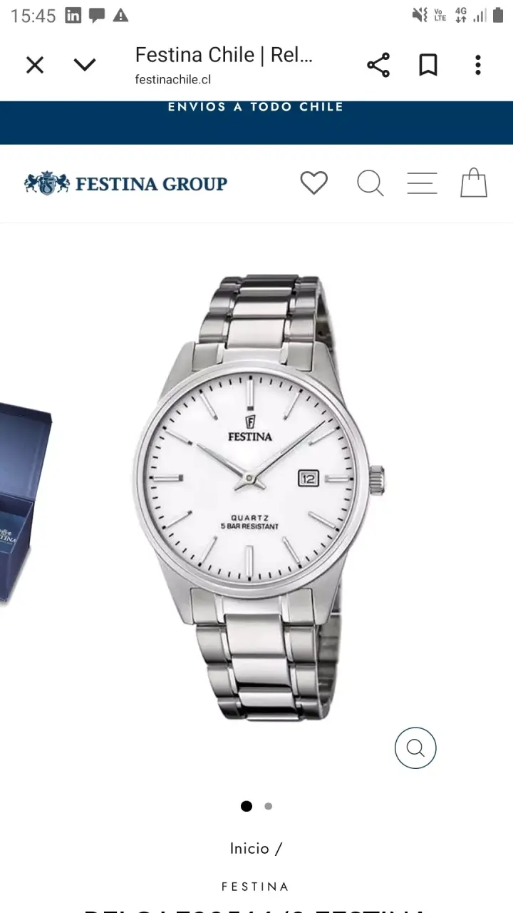 Reloj Festina plata cuarzo