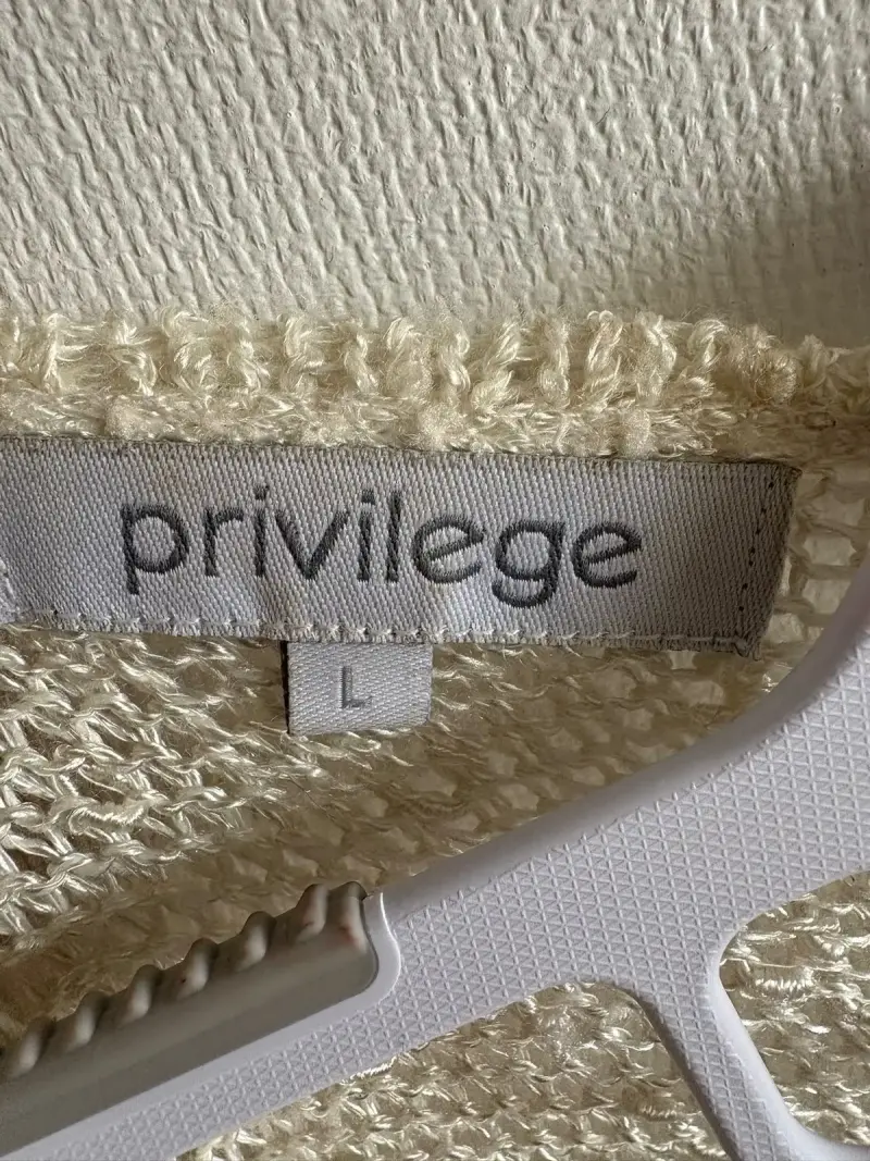 Cardigan beige de punto largo - 2