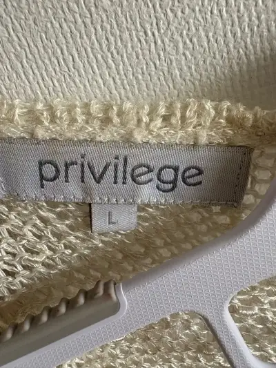 Cardigan beige de punto largo - miniatura 2