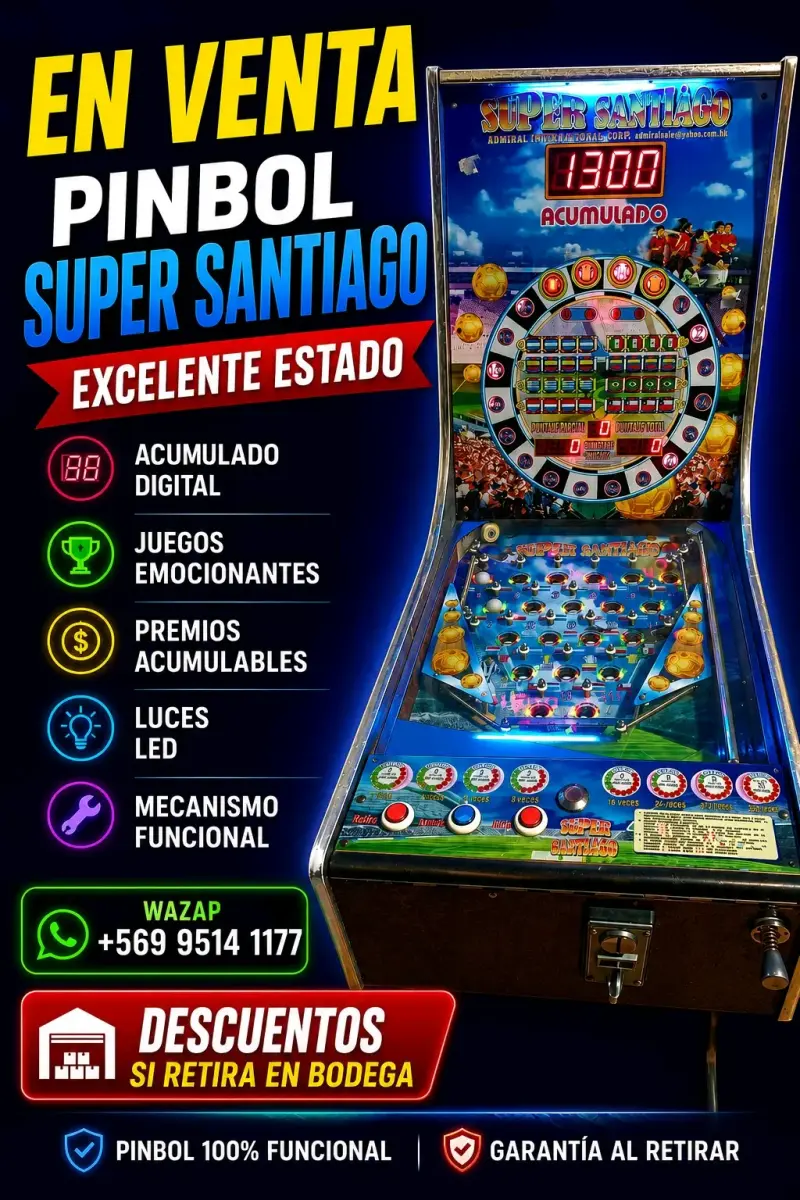 Pinball Super Santiago en venta frutillas ruletas - 1