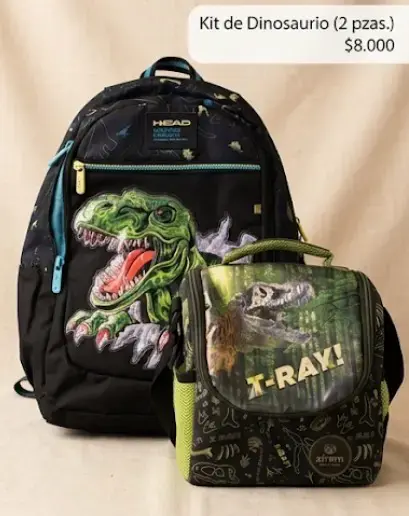 Kit mochila y lonchera dinosaurio - 1