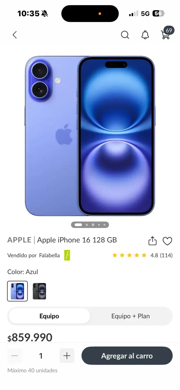 iPhone 16 128GB Azul