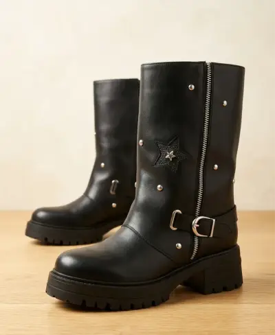 Botas negras con hebilla y estrellas - miniatura 1