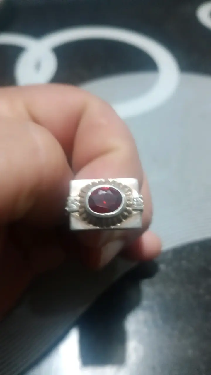 Anillode plata 925 plateado con piedra roja - 3