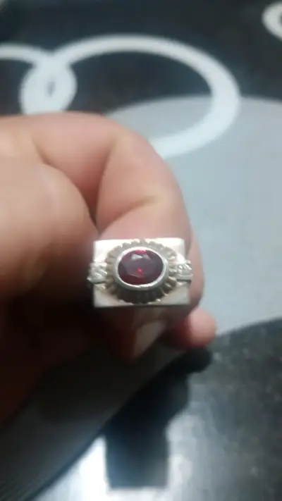 Anillode plata 925 plateado con piedra roja - miniatura 3