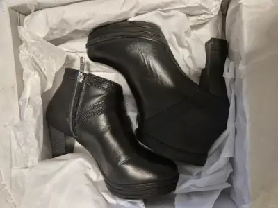 Botines de cuero negros Gacel 36 - miniatura 1