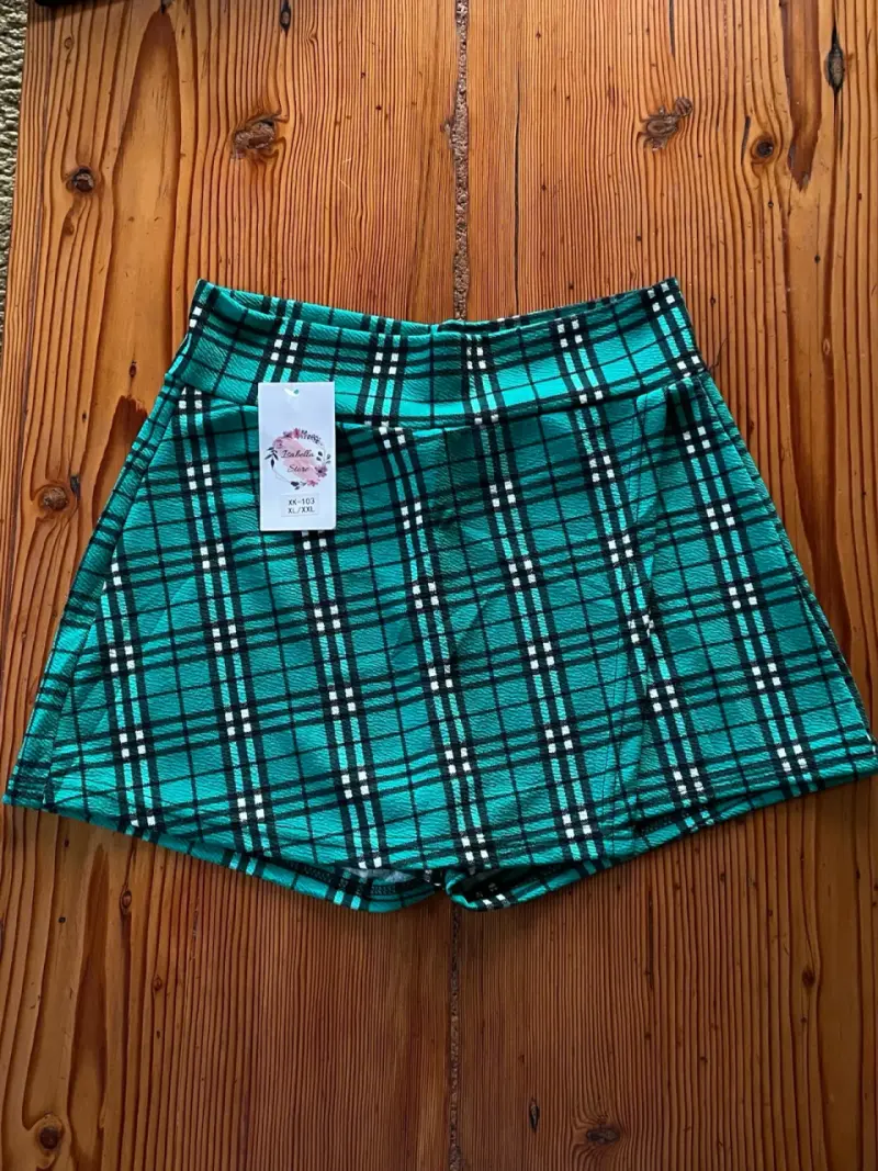 Falda Shorts a cuadros verdes - 1