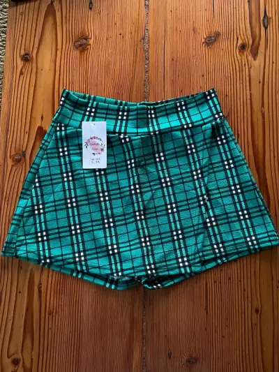 Falda Shorts a cuadros verdes - miniatura 1