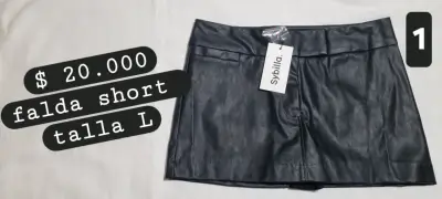 Falda short negra con hebillas - miniatura 4