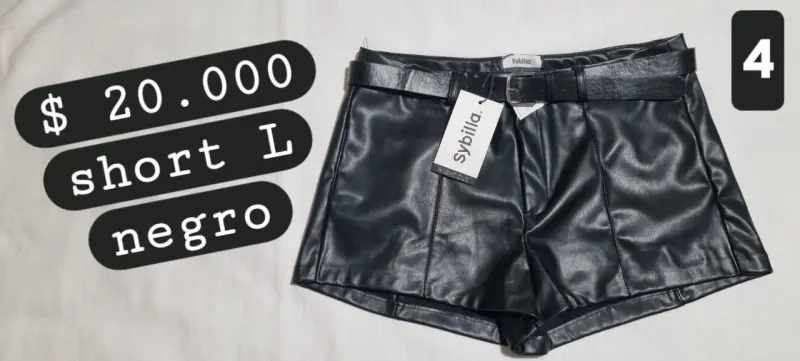 Falda short negra con hebillas - 5