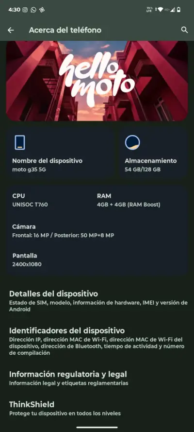 Smartphone Motorola Moto G35 5G Verde - miniatura 2