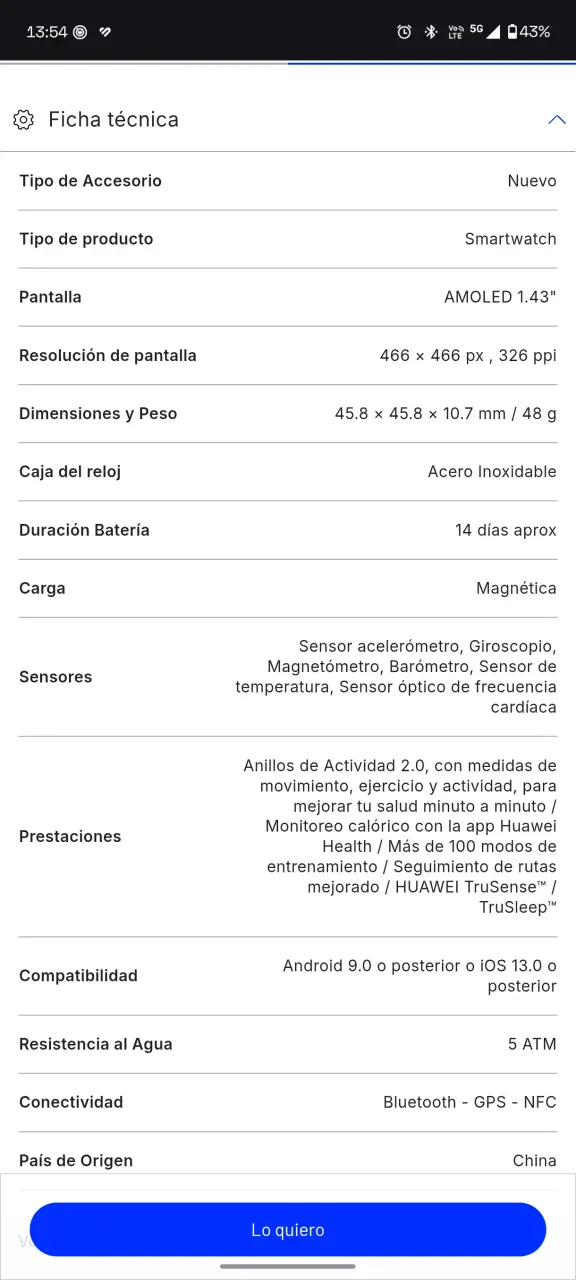 Smartwatch deportivo gris Huawei GT5 46mm - 3