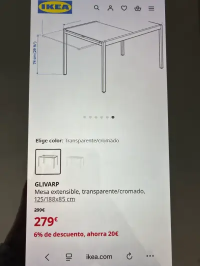 Mesa de vidrio, es extensible. - miniatura 1