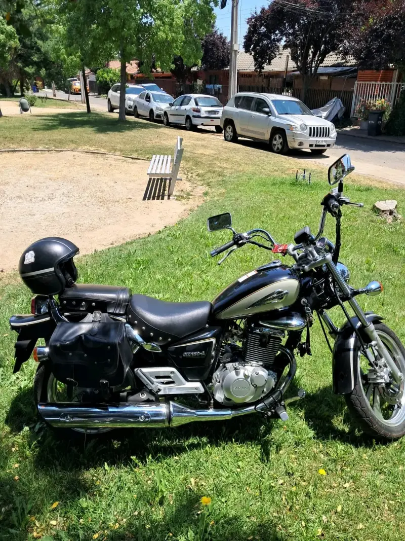 Motocicleta negra con alforjas - 4