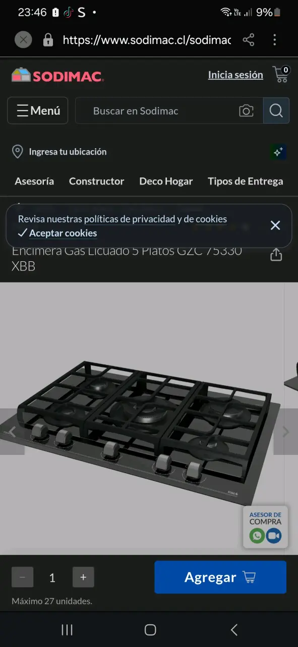 Encimera de gas 5 quemadores
