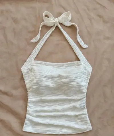 Top blanco con tirantes anudados - miniatura 1