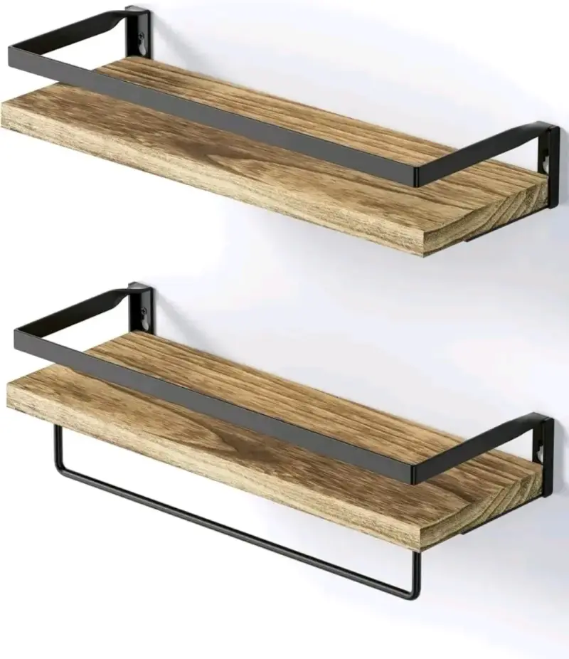 Estantes flotantes madera y metal - 1