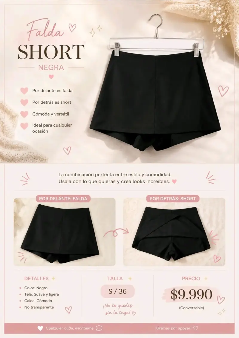 Falda Short Negra