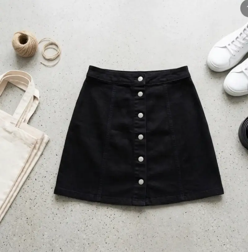 Falda negra con botones