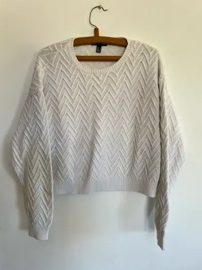 Suéter blanco tejido Chevron - miniatura 1