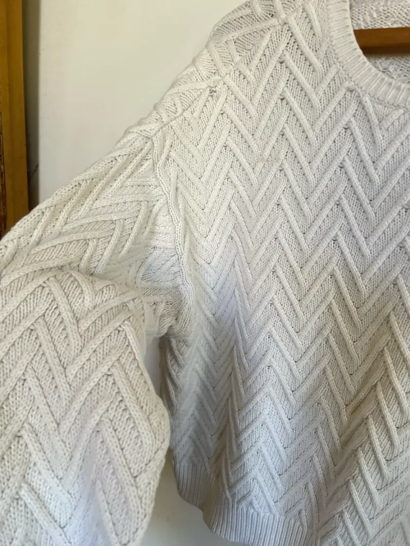 Suéter blanco tejido Chevron - 2