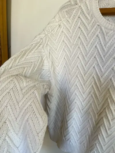 Suéter blanco tejido Chevron - miniatura 2