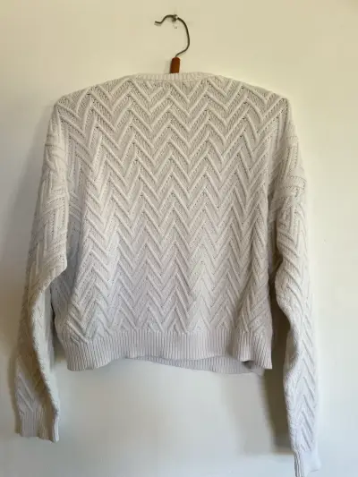 Suéter blanco tejido Chevron - miniatura 4