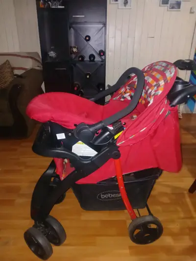 Coche de bebé rojo plegable - miniatura 7