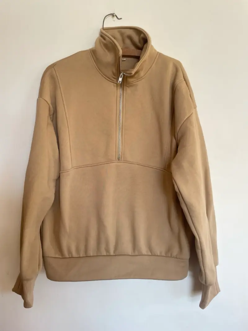 Polerón beige de media cremallera - 1