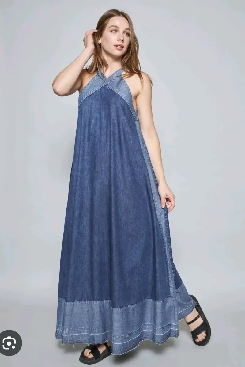 Vestido largo mezclilla azul