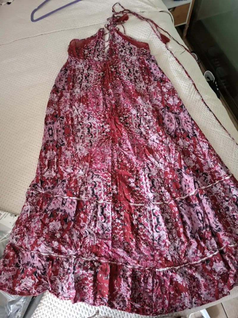 Vestido largo rojo estampado - 1
