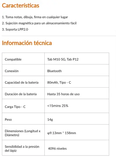 Lápiz táctil gris Lenovo Tab Pen Plus - miniatura 4