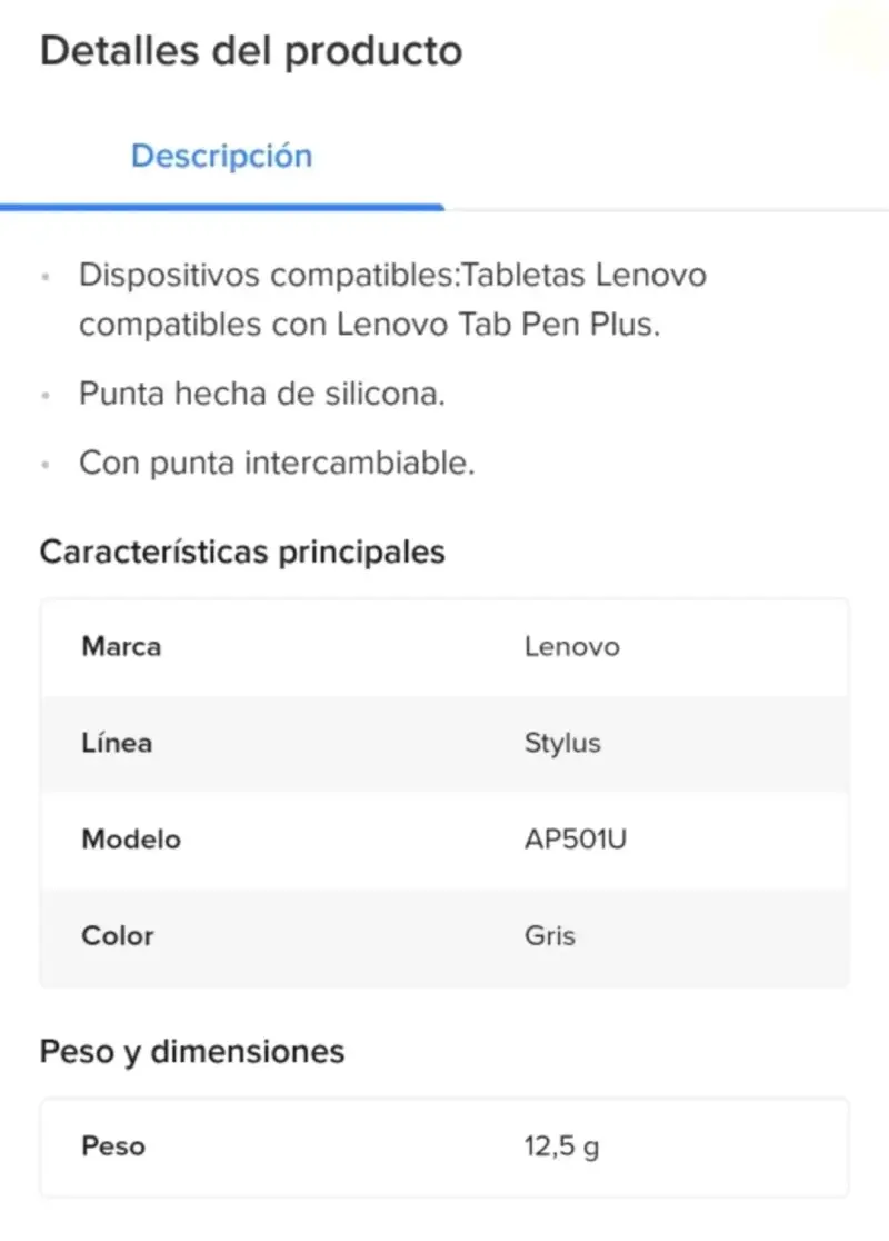 Lápiz táctil gris Lenovo Tab Pen Plus - 5
