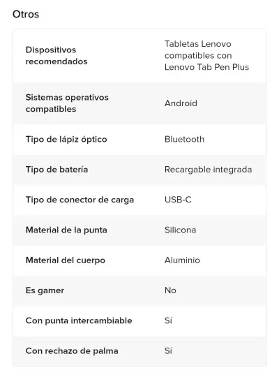 Lápiz táctil gris Lenovo Tab Pen Plus - miniatura 6