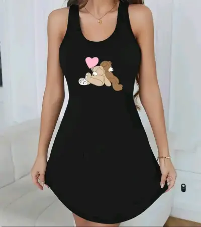 Camiseta negro con osos estampados talla S-M - miniatura 3