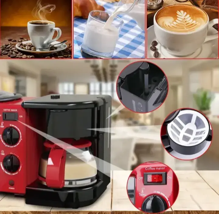 Máquina desayuno 3 en 1 roja - 6