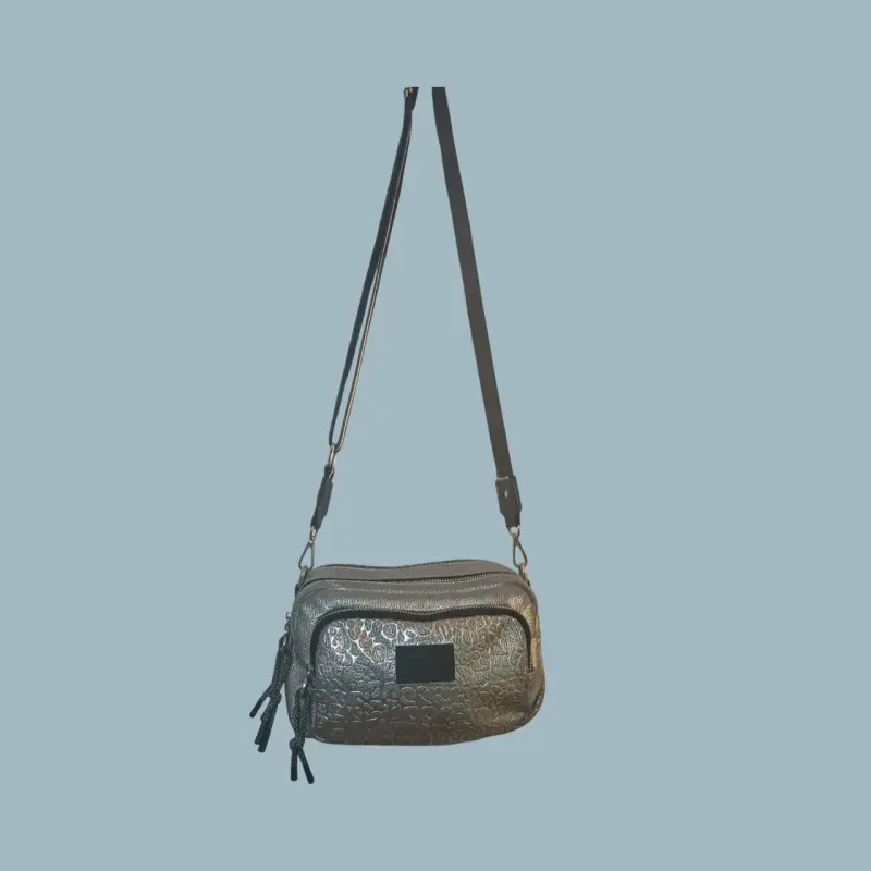 Bolso cruzado metalizado plata - 1