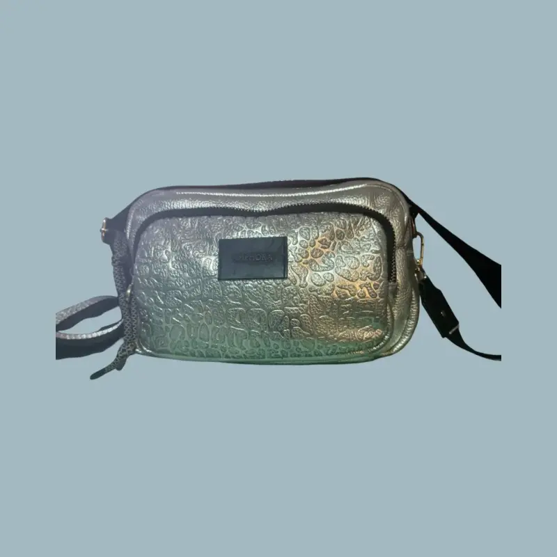Bolso cruzado metalizado plata - 3